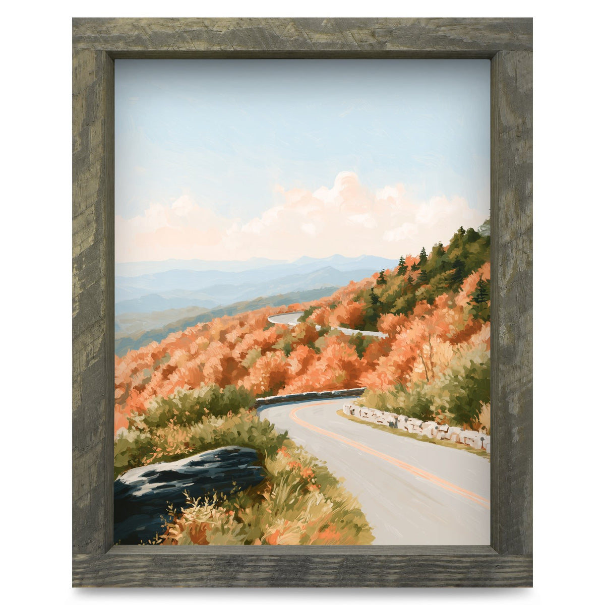 Autumn Mountain Parkway | Real Wood Framed Wall Art Print