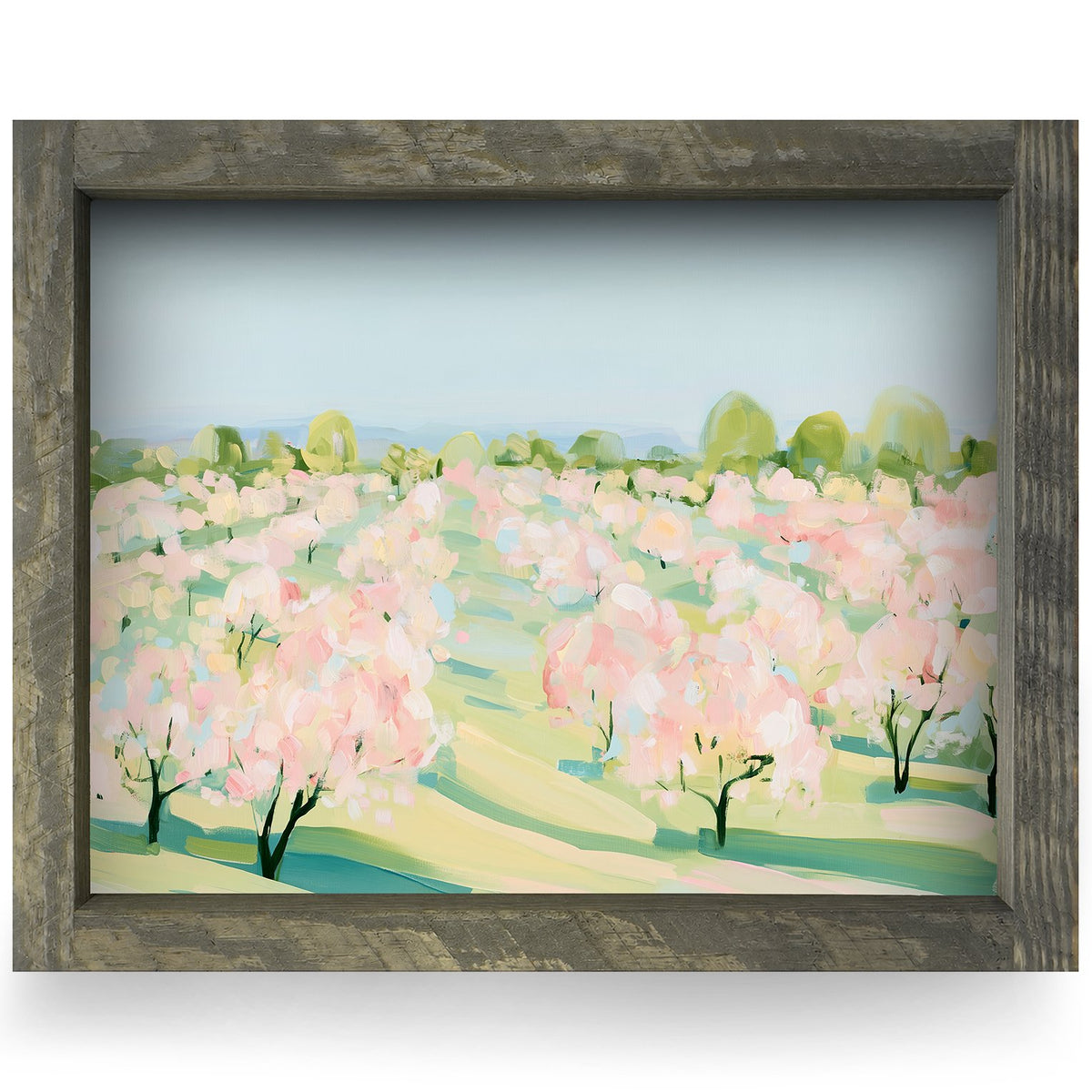 Blossoming Orchard | Real Wood Framed Wall Art Print