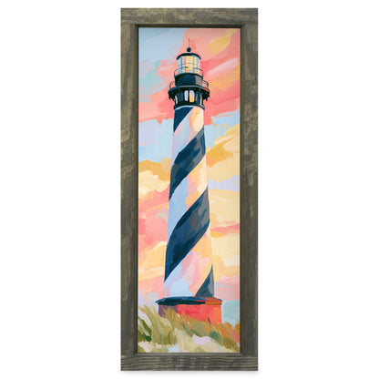 Pastel Sky Cape Hatteras Lighthouse, NC | Real Wood Framed Wall Art Print