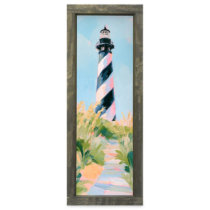 Spiral Striped Lighthouse | Real Wood Framed Wall Art Print