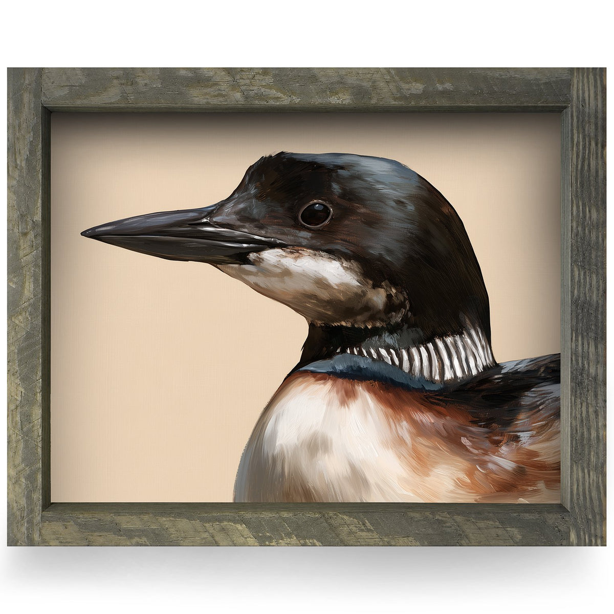 Common Loon Portrait | Real Wood Framed Wall Art Print
