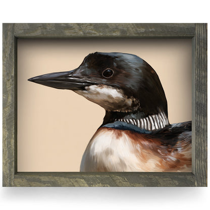 Common Loon Portrait | Real Wood Framed Wall Art Print