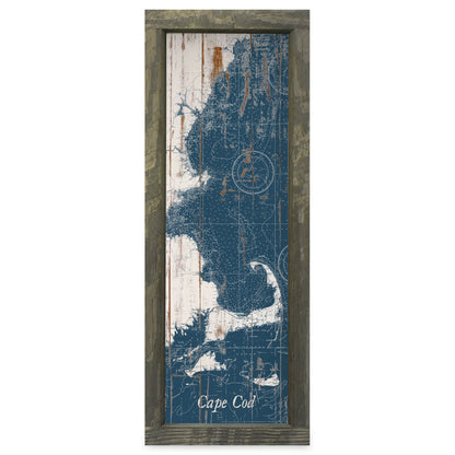 Cape Cod, Massachusetts Map | Real Wood Framed Wall Art Print