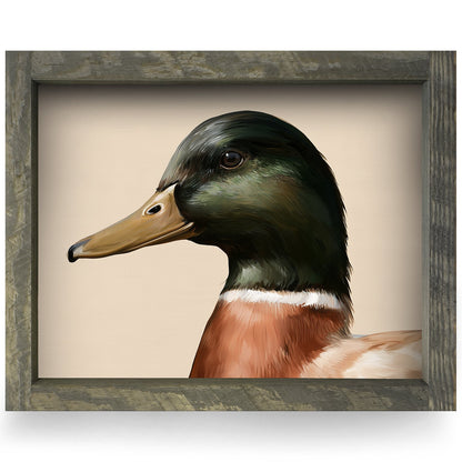 Mallard Drake Portrait | Real Wood Framed Wall Art Print
