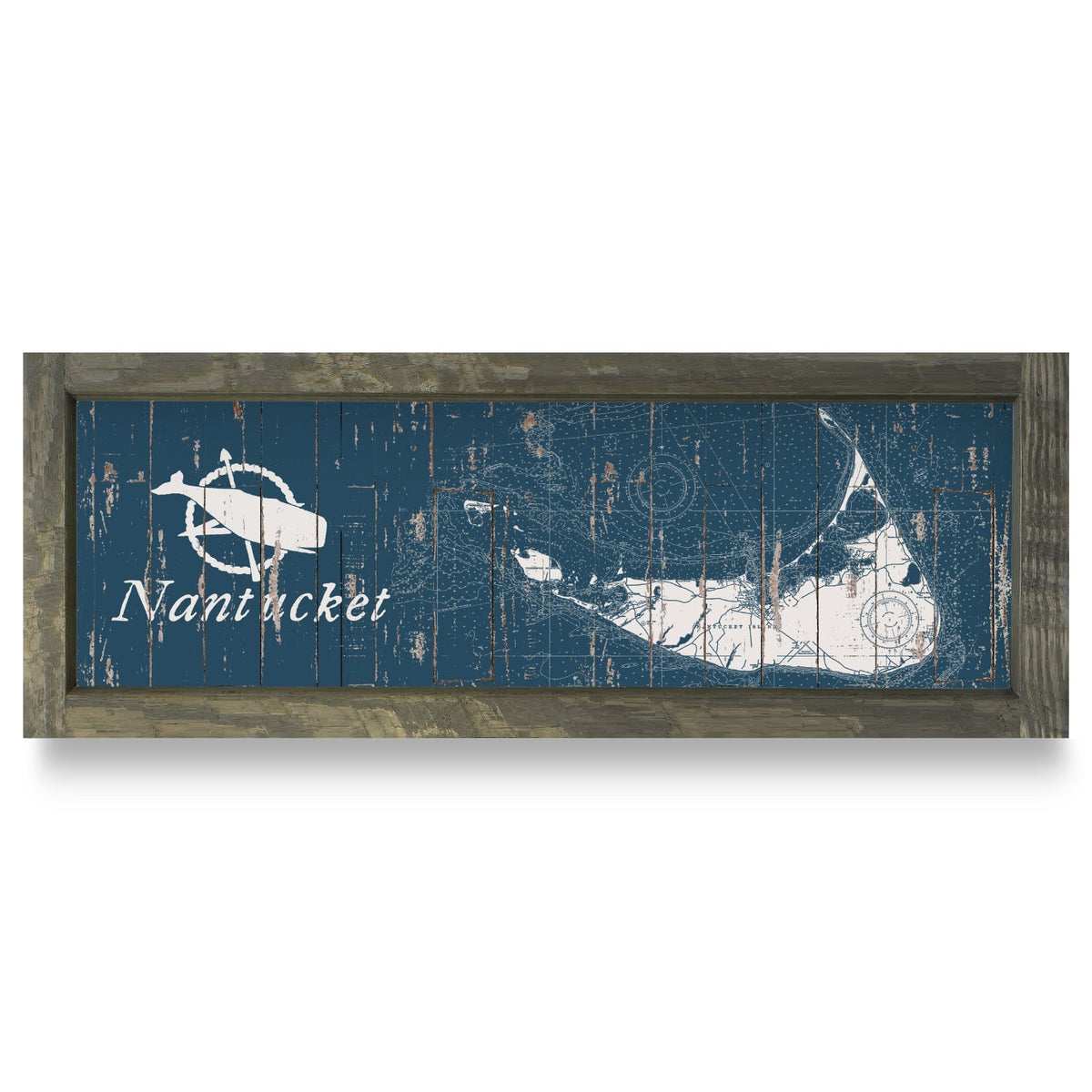 Nantucket, Massachusetts Map | Real Wood Framed Wall Art Print
