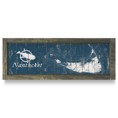 Nantucket, Massachusetts Map | Real Wood Framed Wall Art Print
