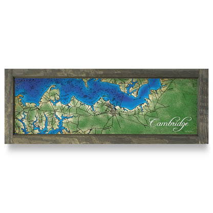 Cambridge, Maryland Map | Real Wood Framed Wall Art Print