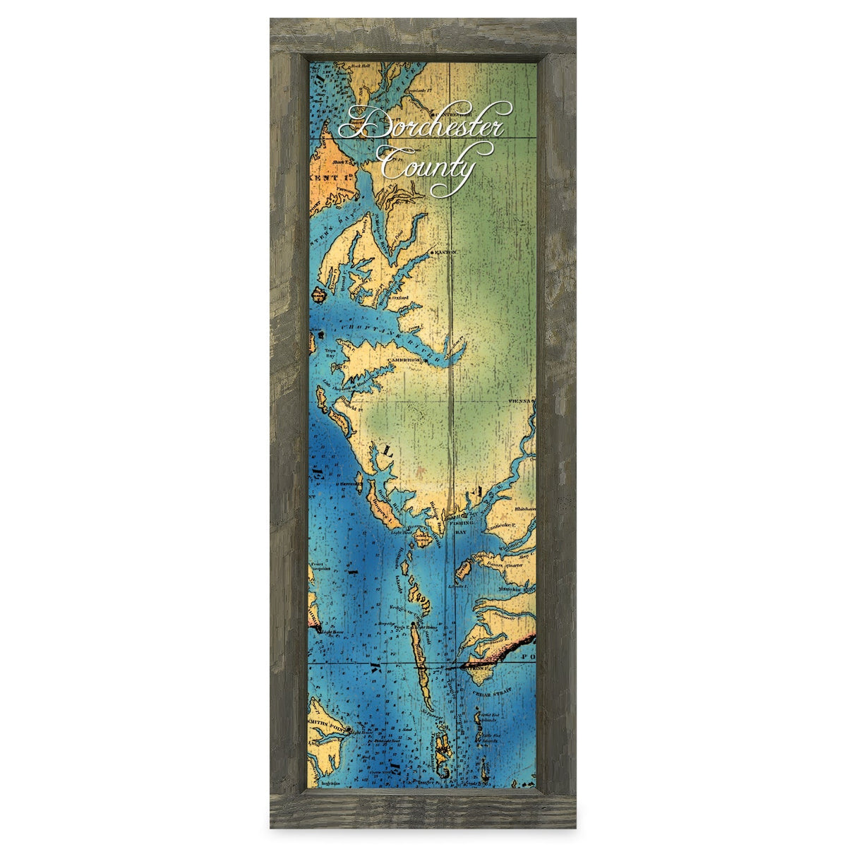 Dorchester, Maryland Map | Real Wood Framed Wall Art Print