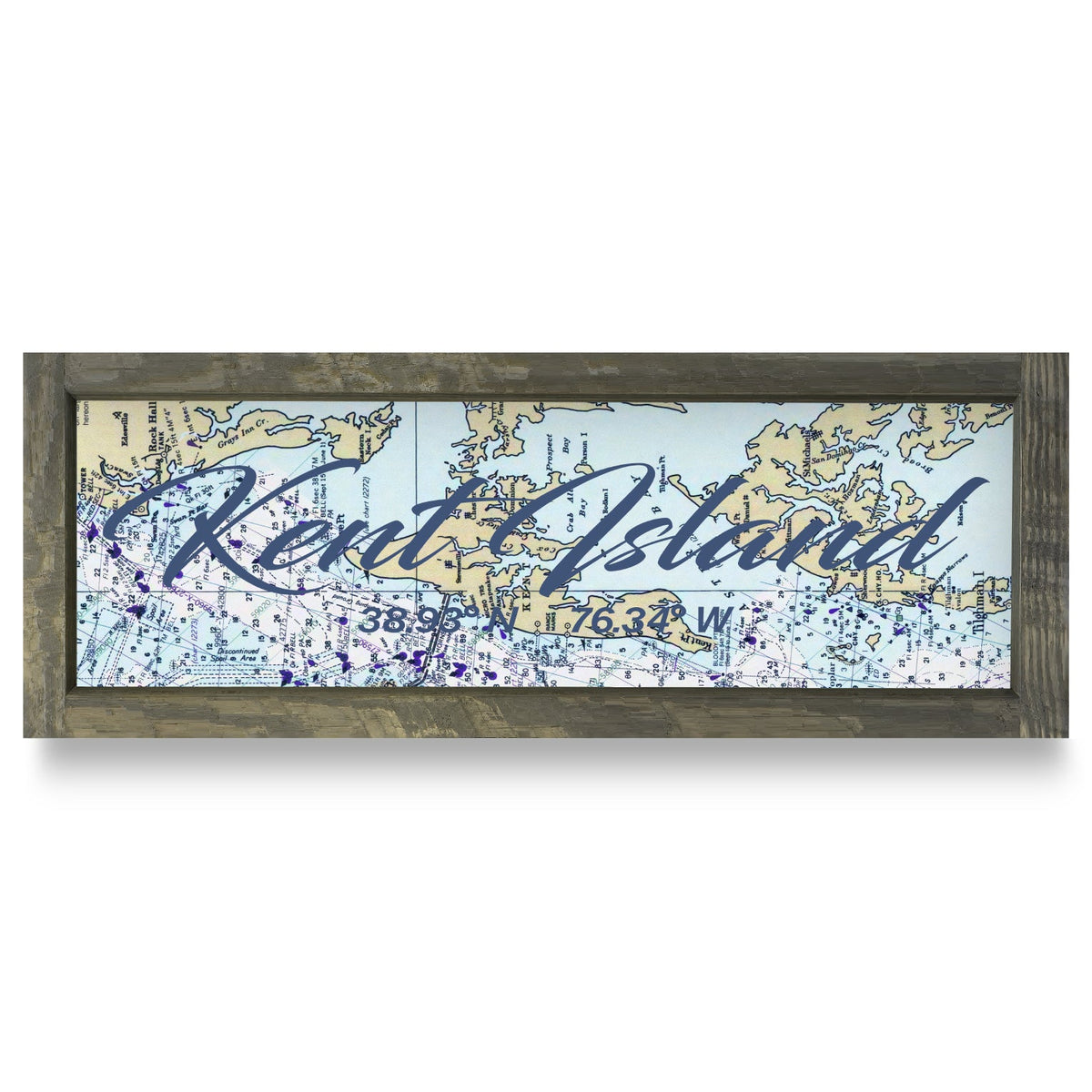 Kent Island, Maryland Map | Real Wood Framed Wall Art Print