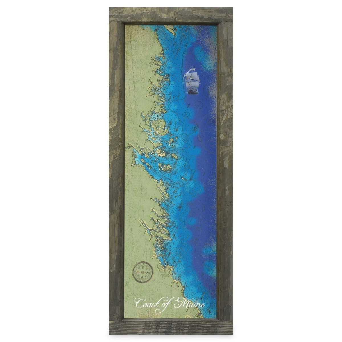 Maine Map | Real Wood Framed Wall Art Print