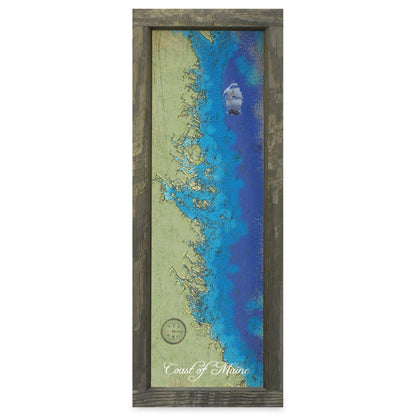 Maine Map | Real Wood Framed Wall Art Print