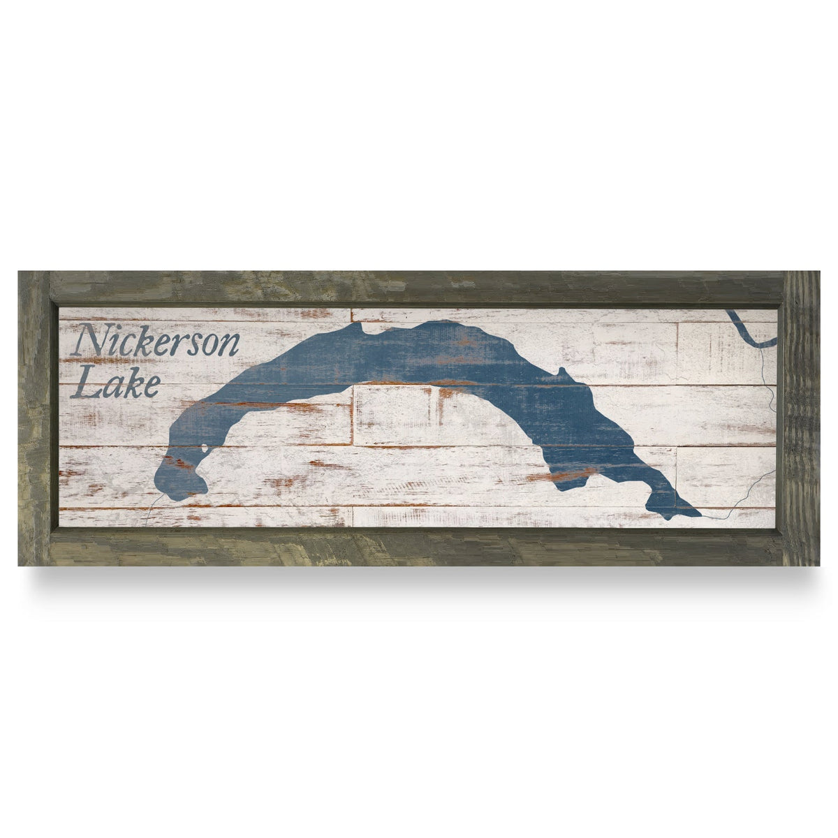 Nickerson Lake, Maine Map | Real Wood Framed Wall Art Print