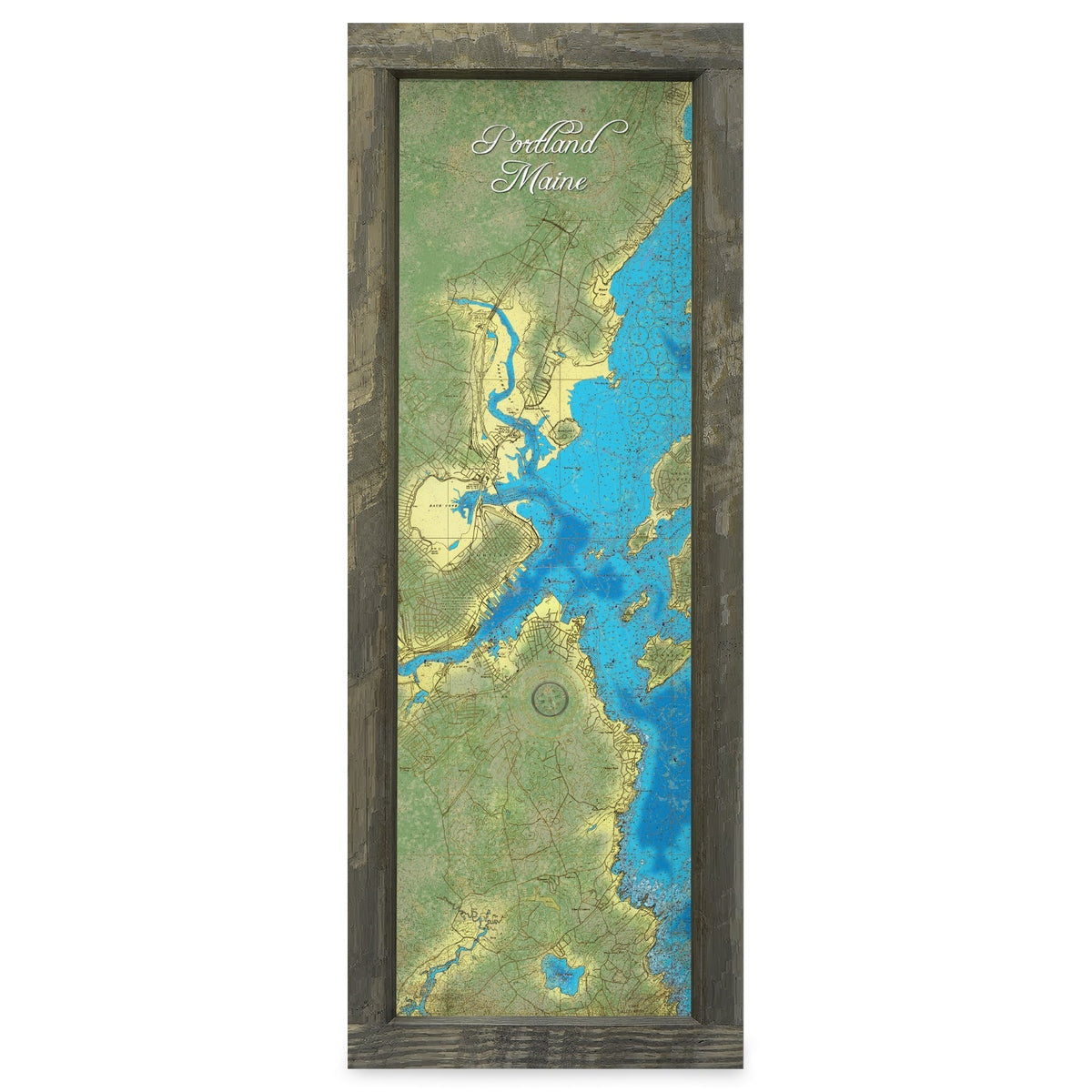 Portland, Maine Map | Real Wood Framed Wall Art Print