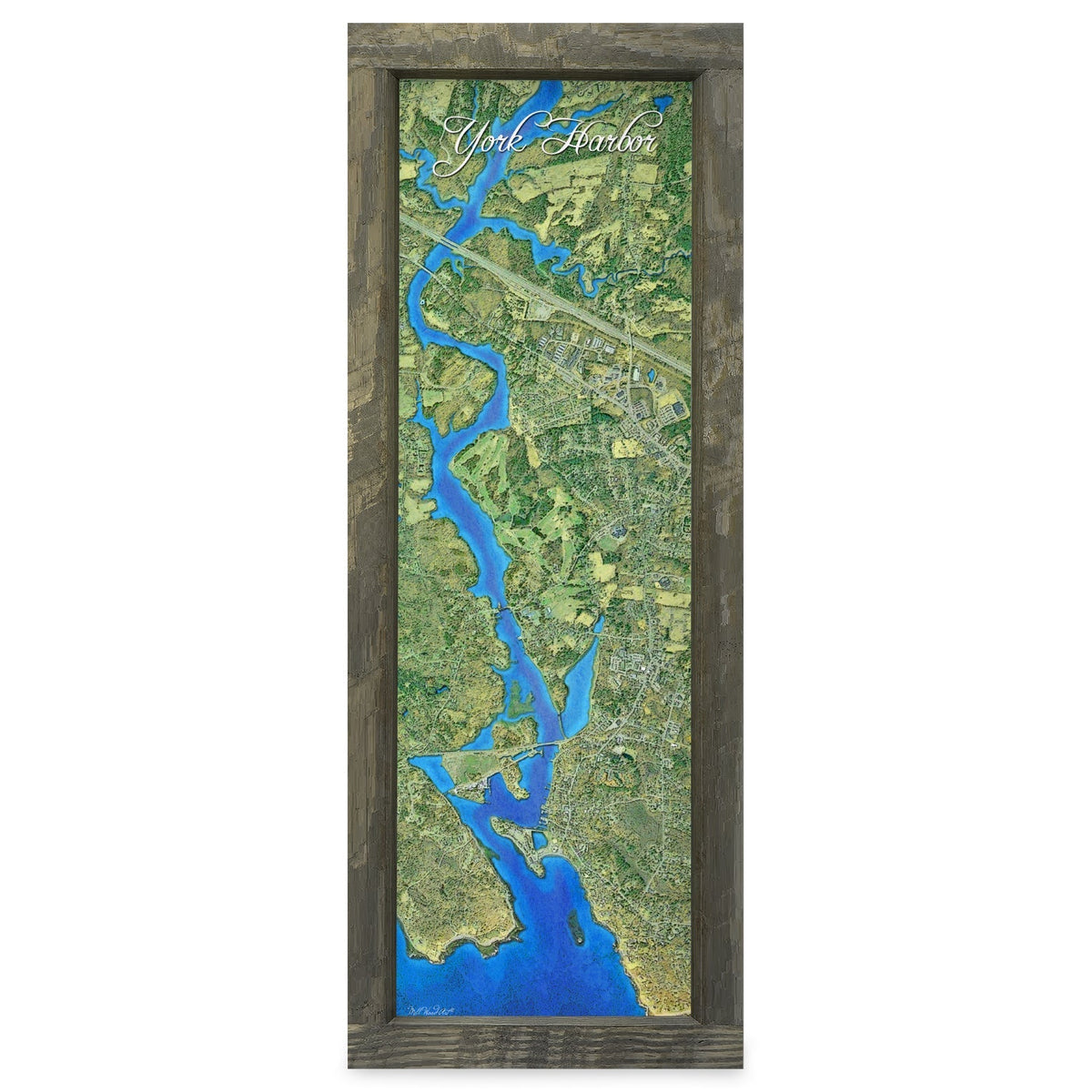York, Maine Map | Real Wood Framed Wall Art Print