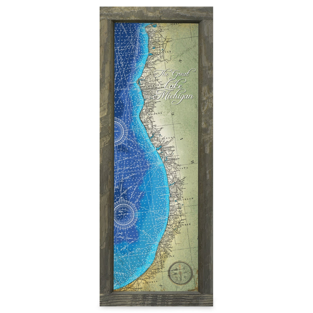 Michigan Map | Real Wood Framed Wall Art Print