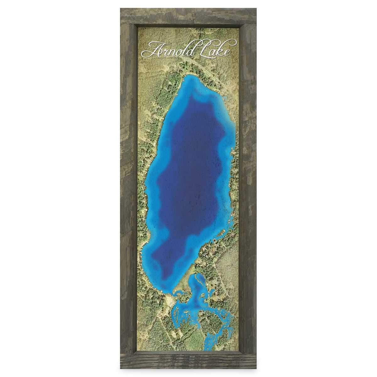 Arnold Lake, Michigan Map | Real Wood Framed Wall Art Print