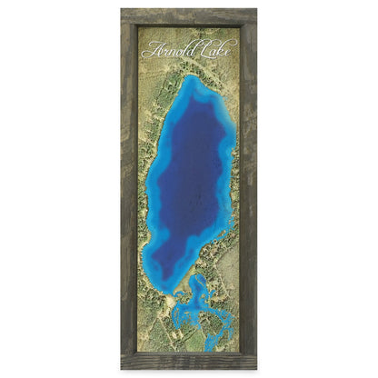 Arnold Lake, Michigan Map | Real Wood Framed Wall Art Print