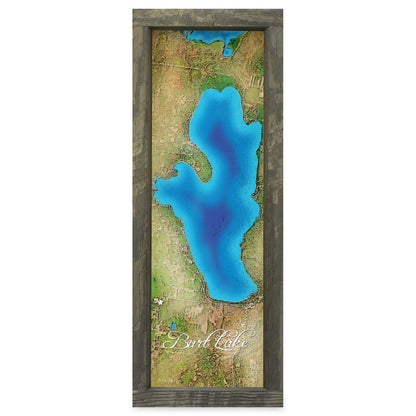 Burt Lake, Michigan Map | Real Wood Framed Wall Art Print
