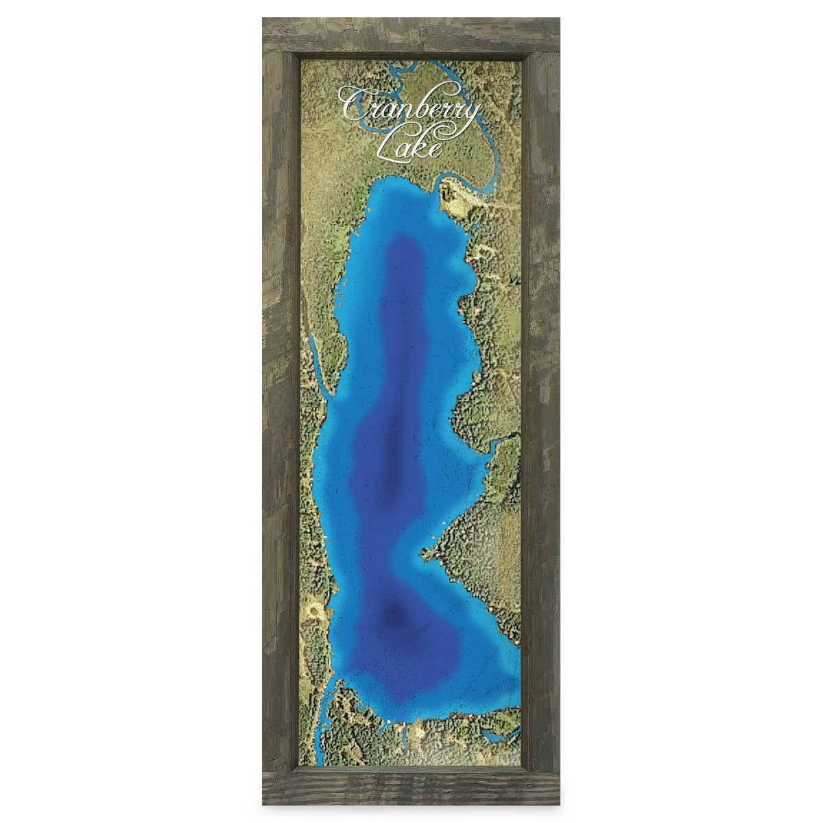 Cranberry Lake, Michigan Map | Real Wood Framed Wall Art Print