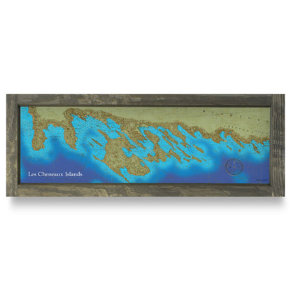 Les Cheneaux Islands, Michigan Map | Real Wood Framed Wall Art Print