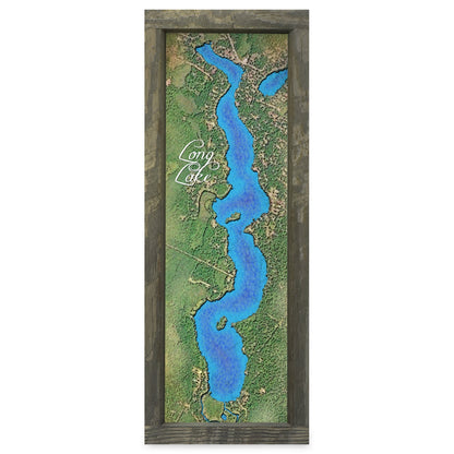 Long Lake, Michigan Map | Real Wood Framed Wall Art Print