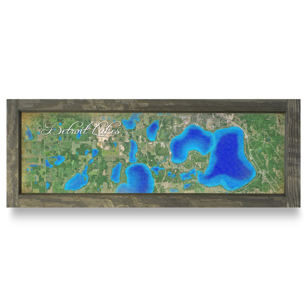 Detroit Lakes, Minnesota Map | Real Wood Framed Wall Art Print