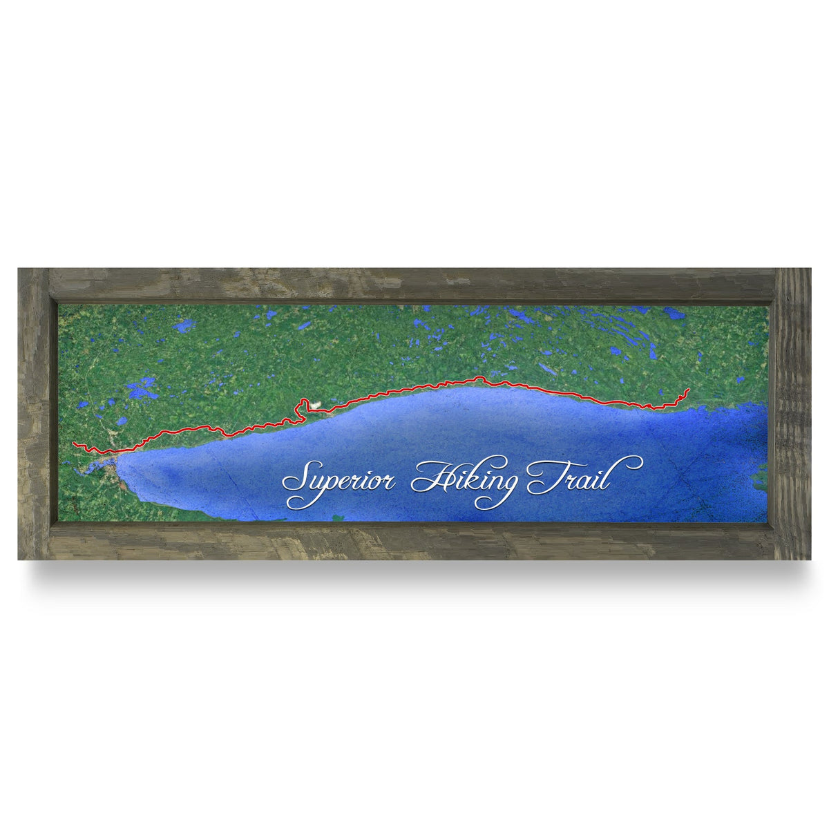 Superior Hiking Trail, Minnesota Map | Real Wood Framed Wall Art Print