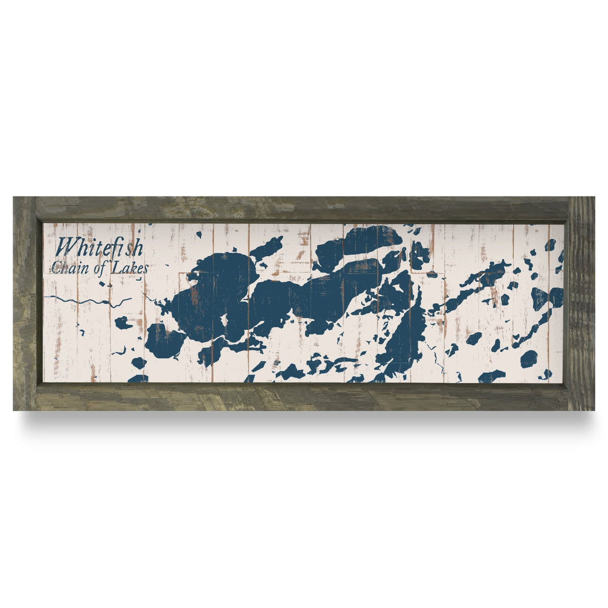 Whitefish Chain of Lakes, Minnesota Map | Real Wood Framed Wall Art Print