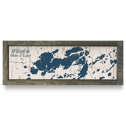 Whitefish Chain of Lakes, Minnesota Map | Real Wood Framed Wall Art Print
