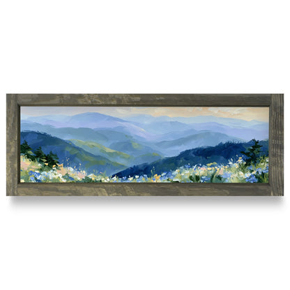 Blue Ridge Wildflowers | Real Wood Framed Wall Art Print | Skinny
