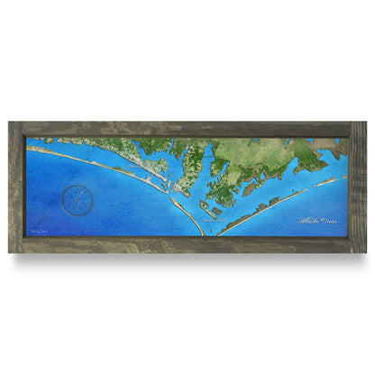 Harkers Island, North Carolina Map | Real Wood Framed Wall Art Print