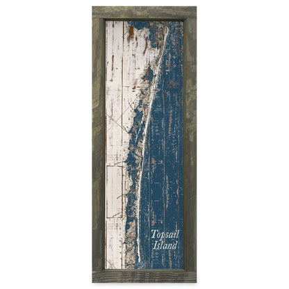 Topsail Island, North Carolina Map | Real Wood Framed Wall Art Print