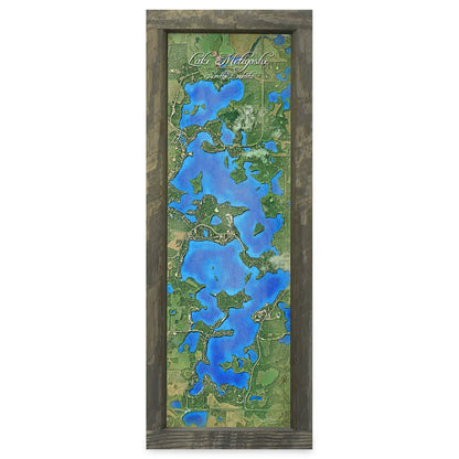 Metigoshe Lake, North Dakota Map | Real Wood Framed Wall Art Print