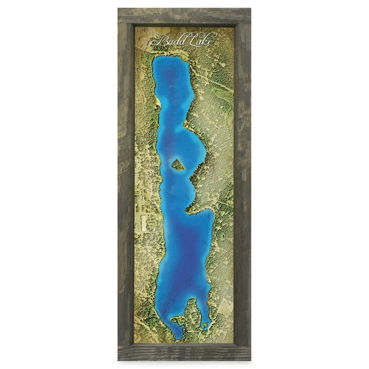 Budd Lake, New Jersey Map | Real Wood Framed Wall Art Print
