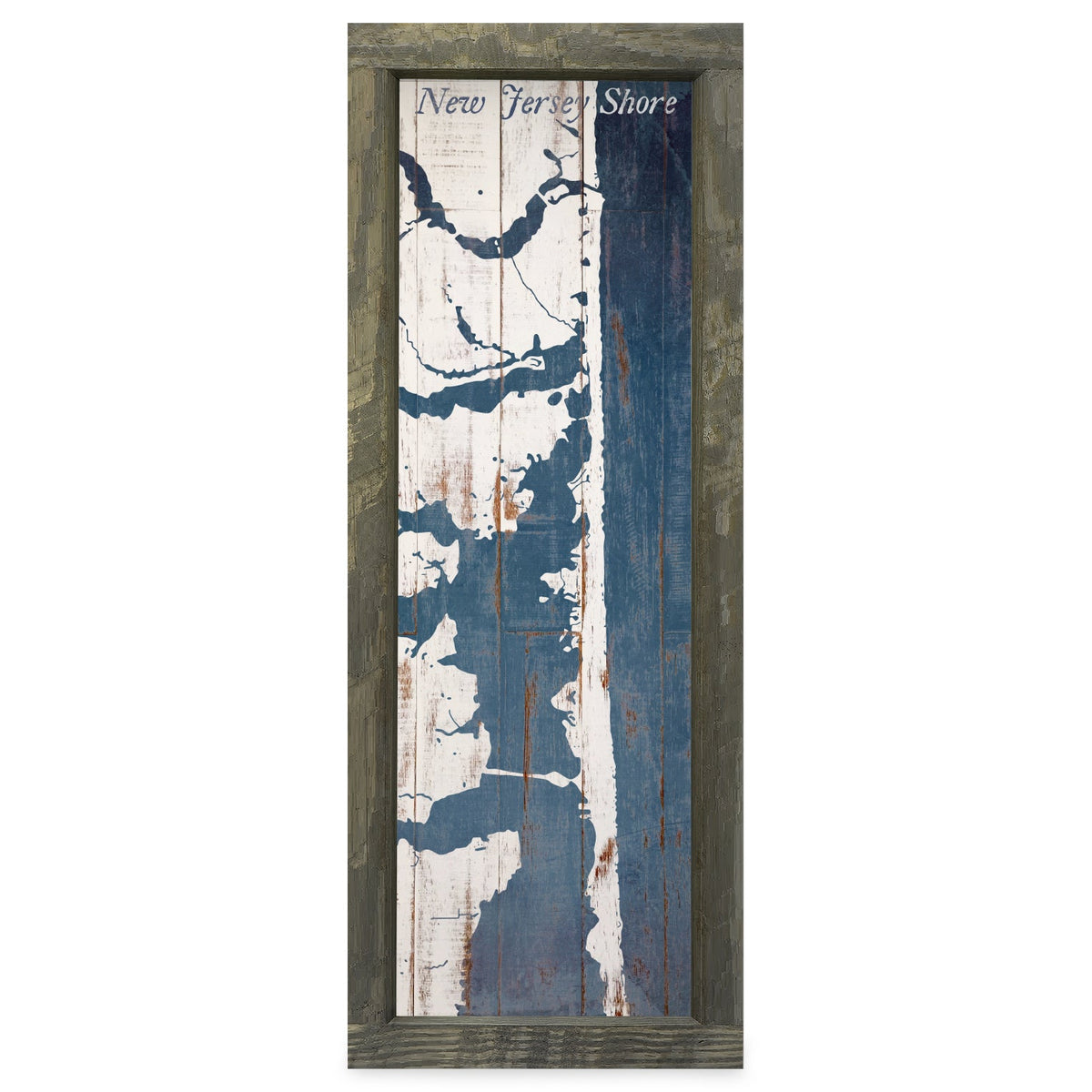 Jersey Shore, New Jersey Map | Real Wood Framed Wall Art Print