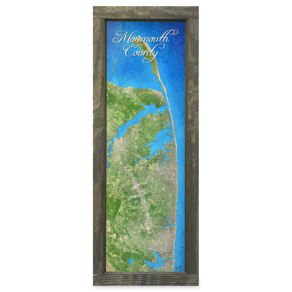 Monmouth Beach, New Jersey Map | Real Wood Framed Wall Art Print