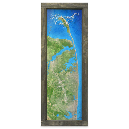 Monmouth Beach, New Jersey Map | Real Wood Framed Wall Art Print
