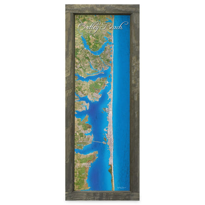 Ortley Beach, New Jersey Map | Real Wood Framed Wall Art Print