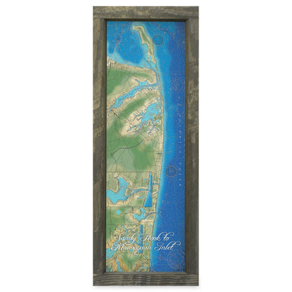 Sandy Hook, New Jersey Map | Real Wood Framed Wall Art Print