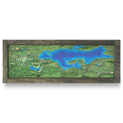 Big Moose Lake, New York Map | Real Wood Framed Wall Art Print