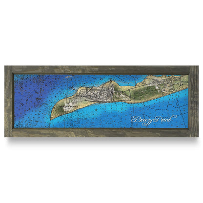 Breezy Point, New York Map | Real Wood Framed Wall Art Print