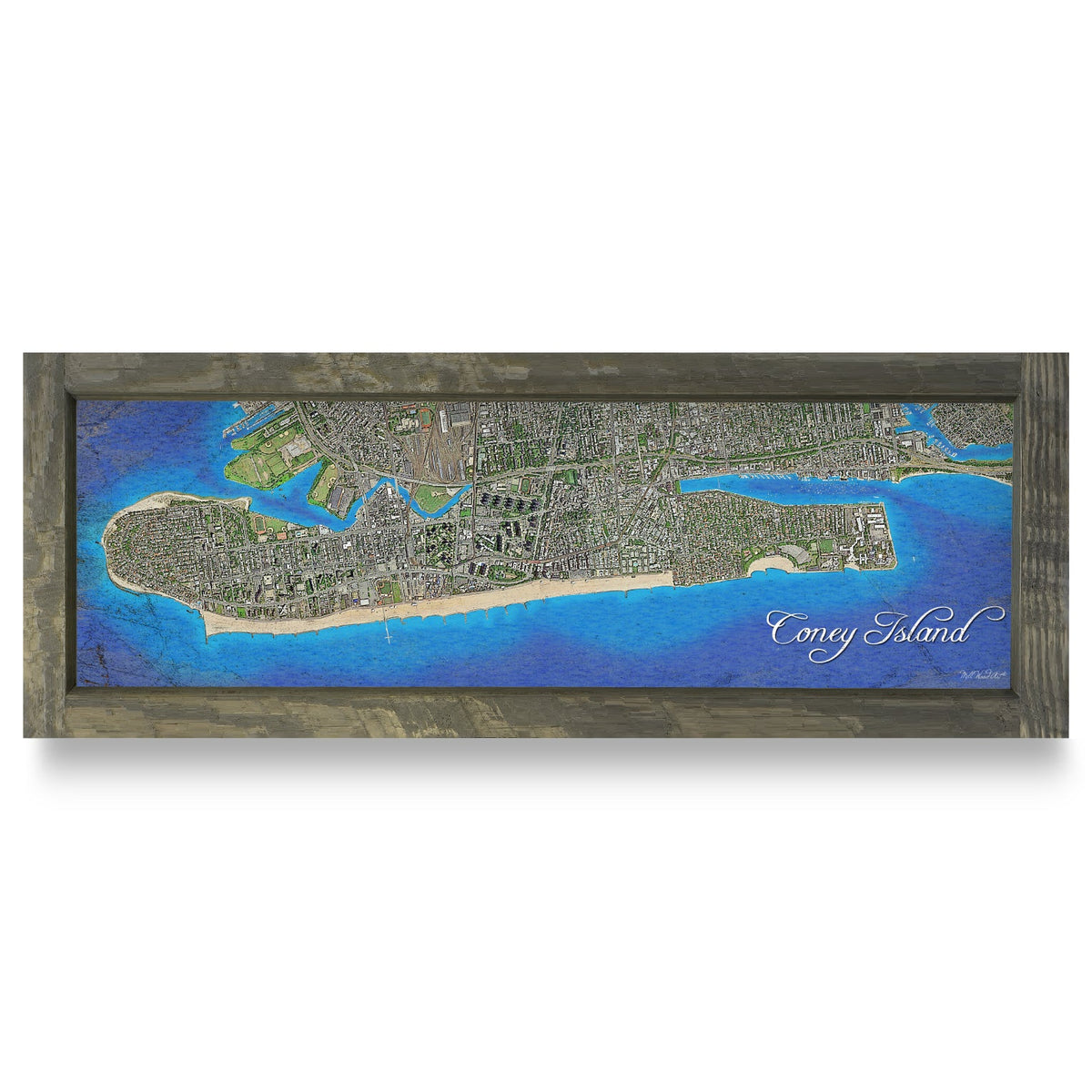 Conesus Lake, New York Map | Real Wood Framed Wall Art Print
