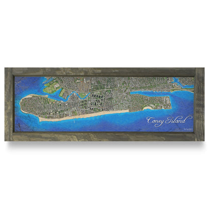 Conesus Lake, New York Map | Real Wood Framed Wall Art Print