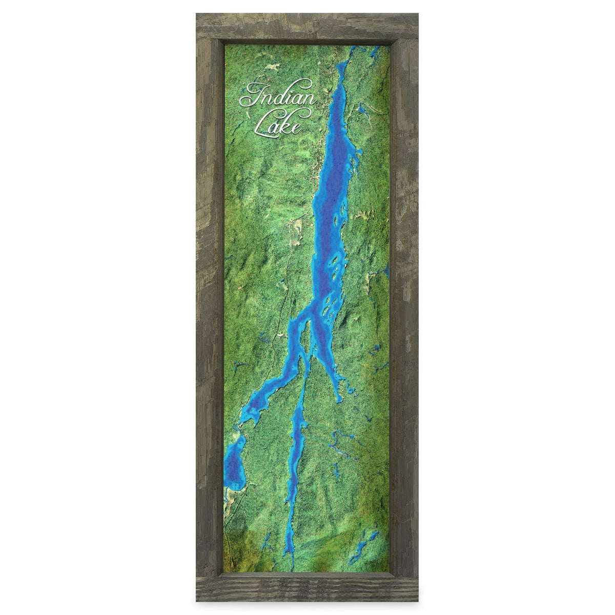 Indian Lake, New York Map | Real Wood Framed Wall Art Print