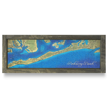 Rockaway Beach, New York Map | Real Wood Framed Wall Art Print