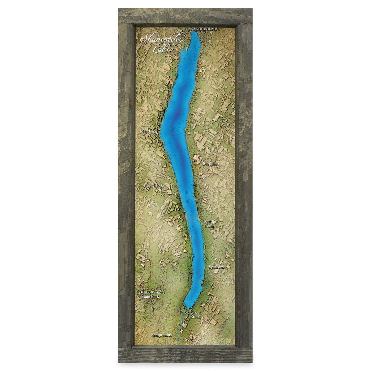 Skaneateles, New York Map | Real Wood Framed Wall Art Print