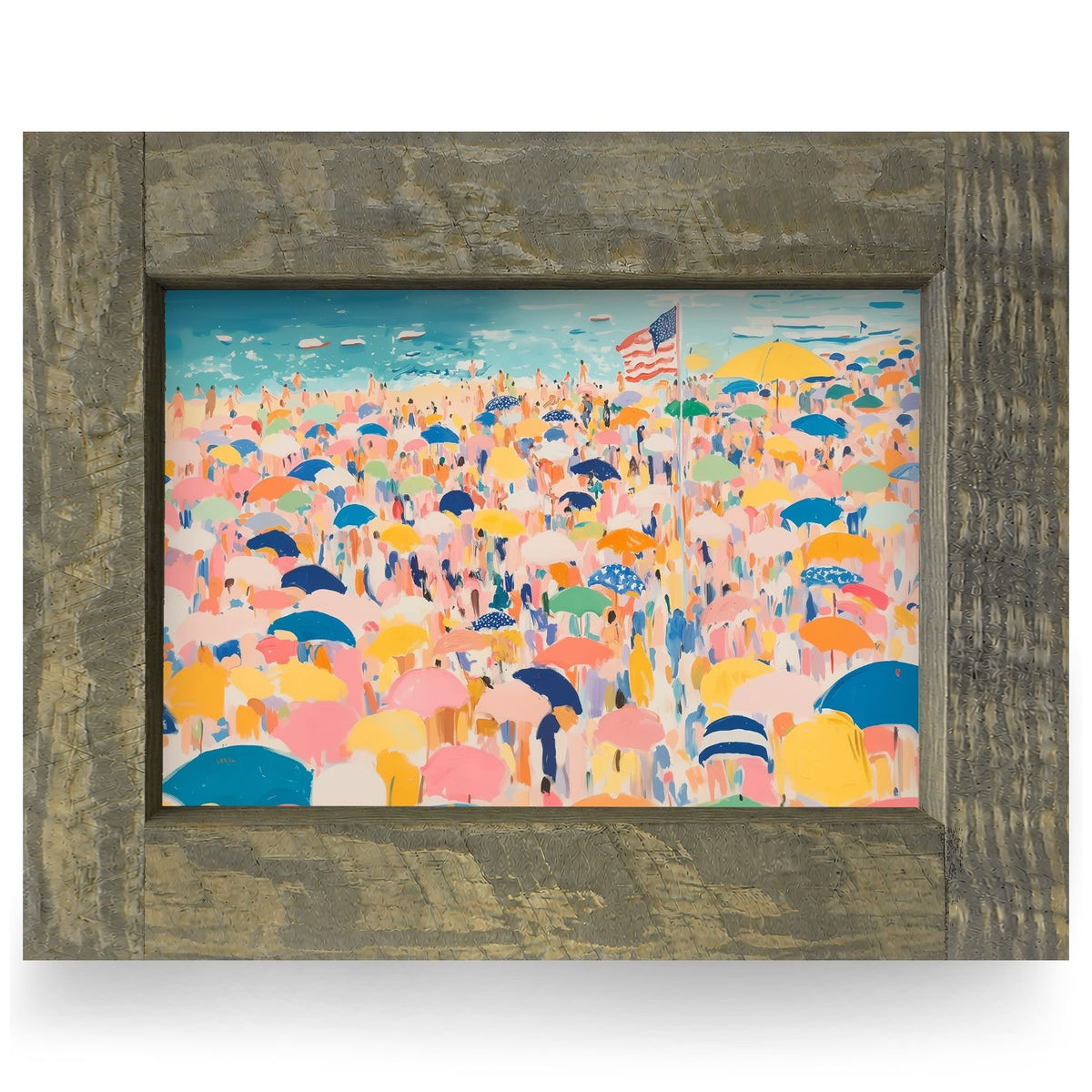 Stars, Stripes, and Summer | Real Wood Framed Wall Art Print | Horizontal