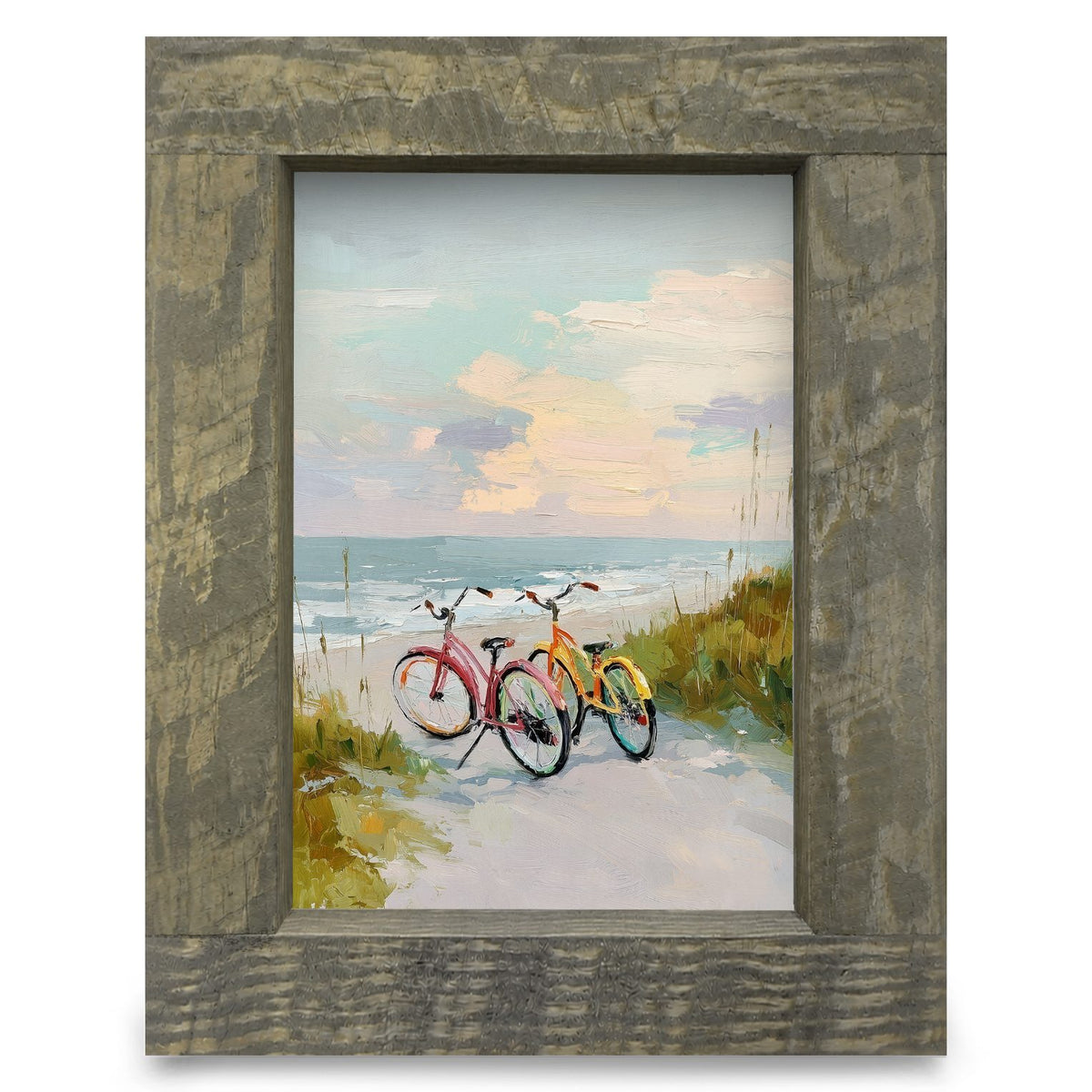 Beach Bicycles | Real Wood Framed Wall Art Print