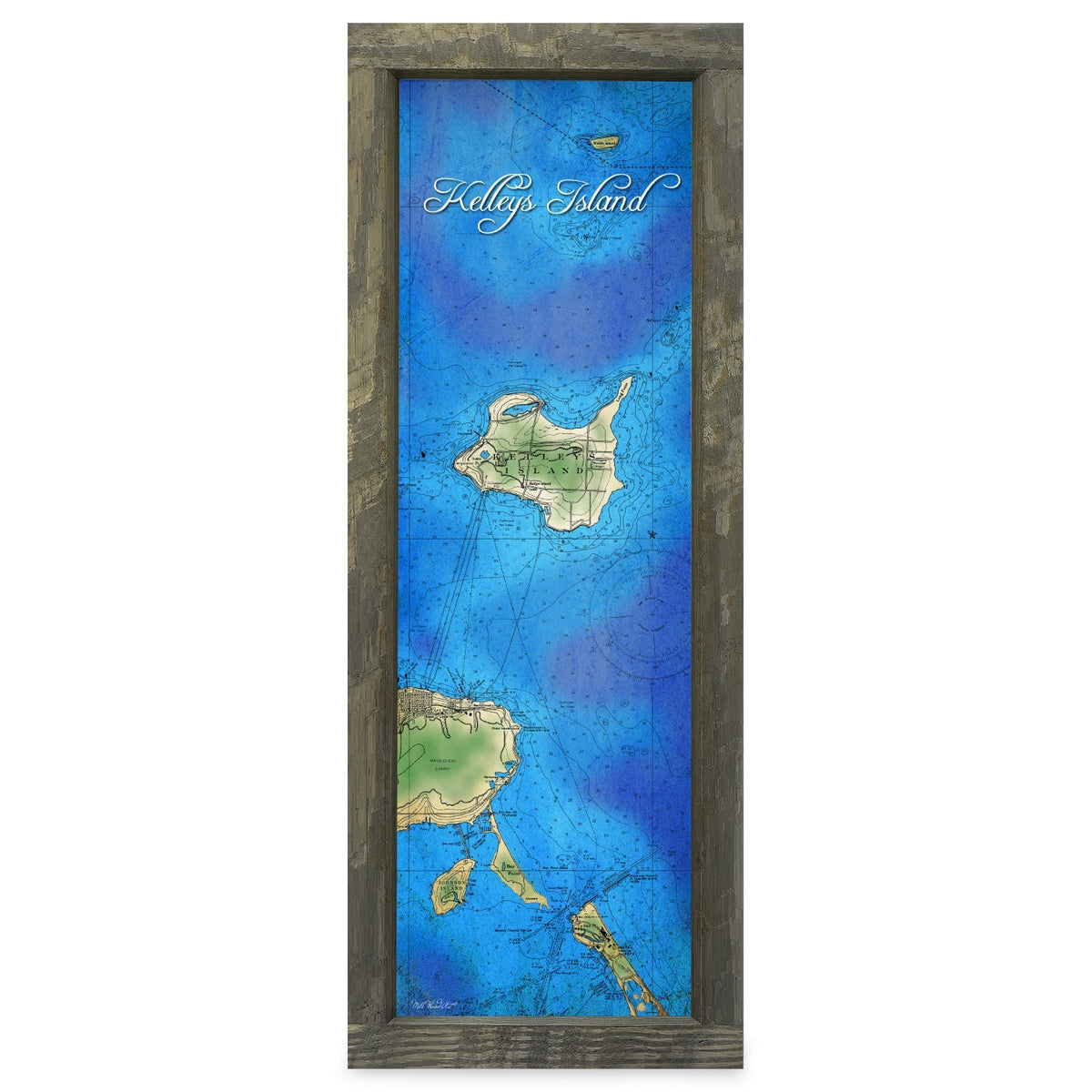 Kelleys Island, Ohio Map | Real Wood Framed Wall Art Print