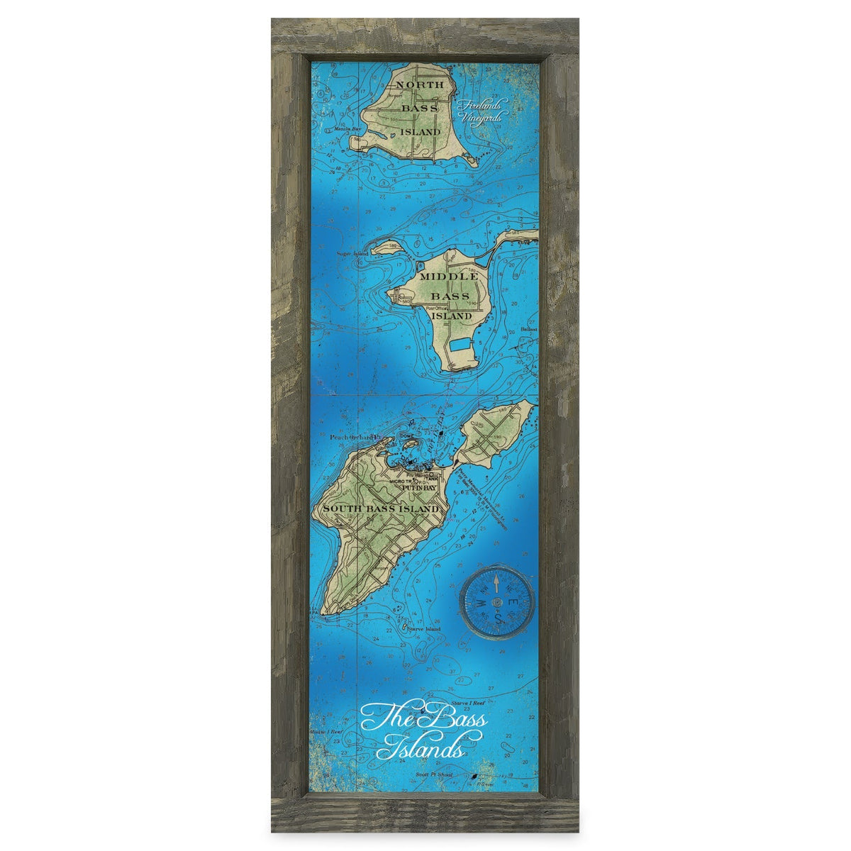 Put-in-Bay, Ohio Map | Real Wood Framed Wall Art Print